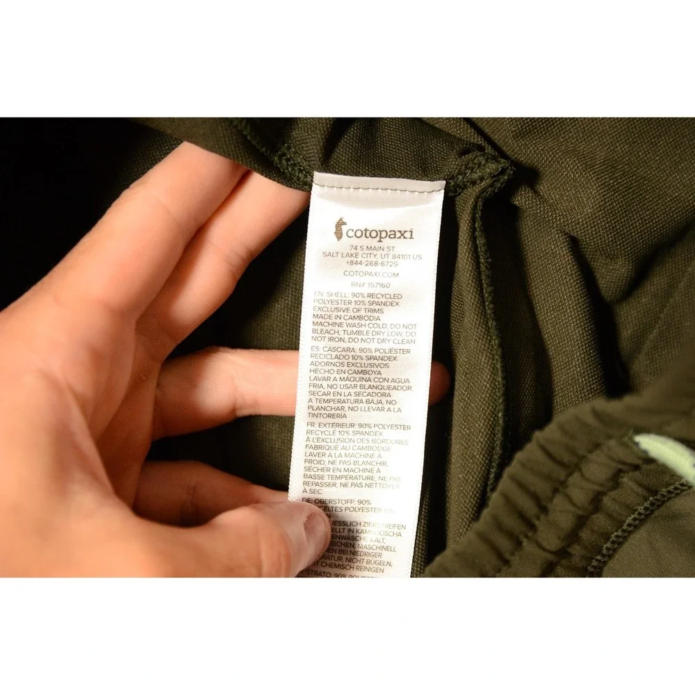 Cotopaxi Pants Mens Large Green Joggers Elastic Waist Zip Pocket Hiking Athletic